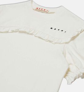 تيشيرت قصير الأكمام بياقة مكشكشة