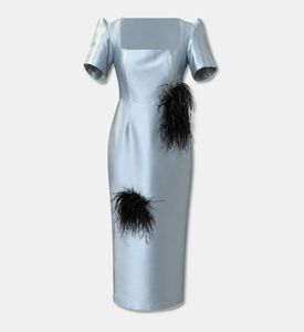 Savanna Amahle Feather Embellished Dress, Blue, M, Packshot View