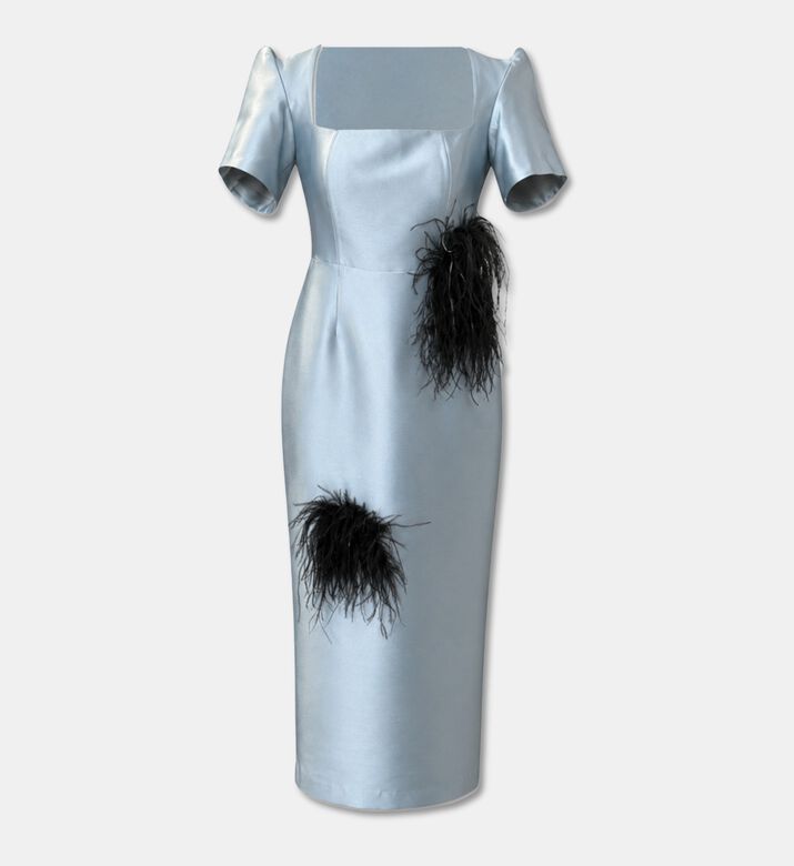 Savanna Amahle Feather Embellished Dress, Blue, M, Packshot View