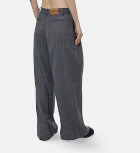 Ganni Wrap-front Wide-leg Pinstripe Trousers, Model View