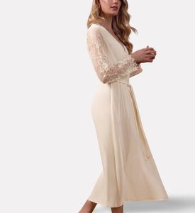 Rya Sheer Lace Sleeve Belted Robe, Model View
