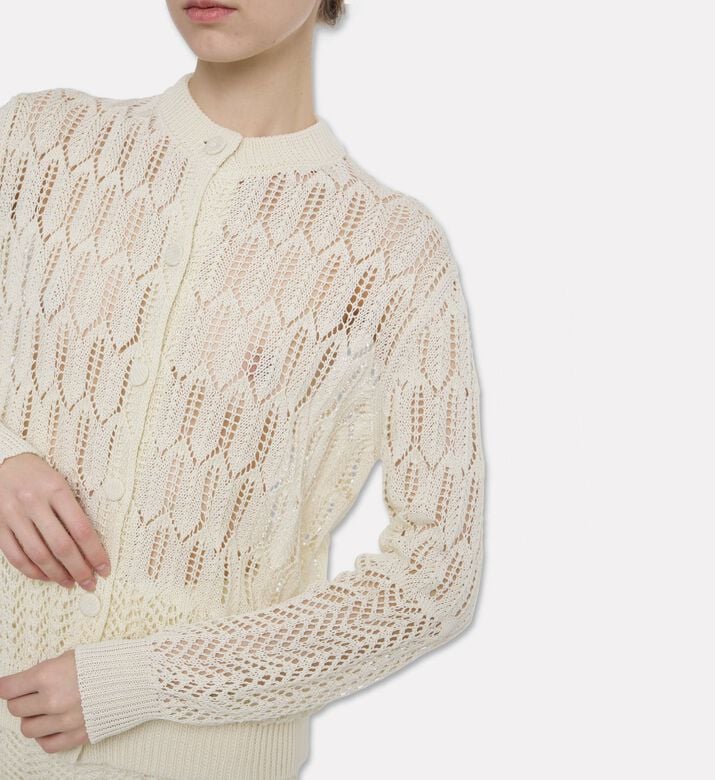 Jil Sander Zig-zag Pointelle Cardigan, Model View