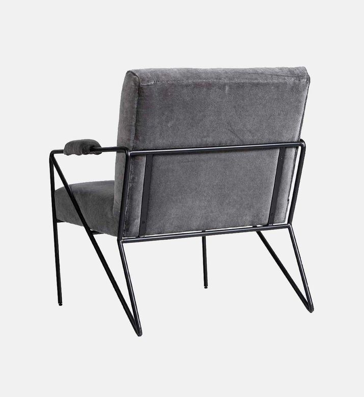 Home Deco and More Oppy Iron Velvet Arm Chair, Grey, Packshot View