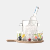 Paddle Vodka Serving Set & Oak Paddle L38.5cm Clear