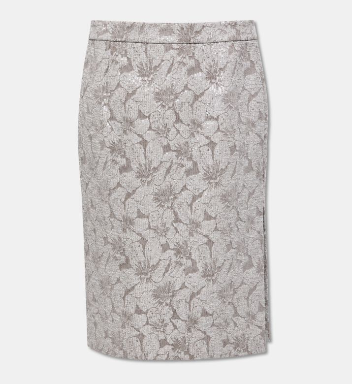 Luisa Spagnoli Cotton Floral Design Midi Skirt, Packshot View