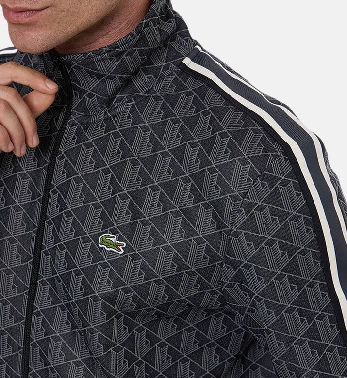 Lacoste Paris Zip-up Jacquard Track Jacket, Black, L, Model View