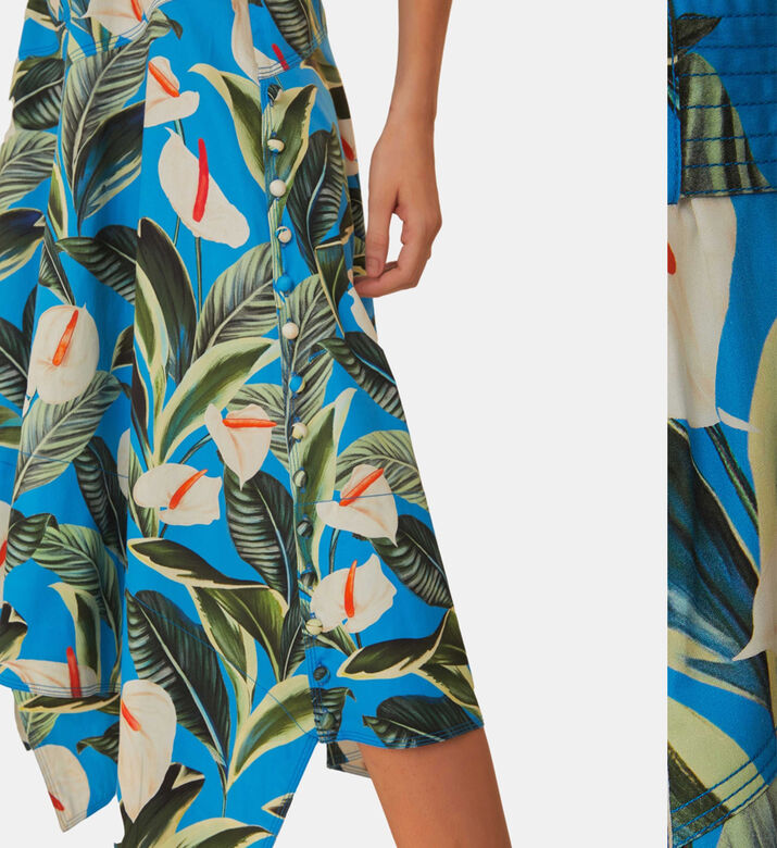 Anthurium Garden Asymmetric Midi Skirt