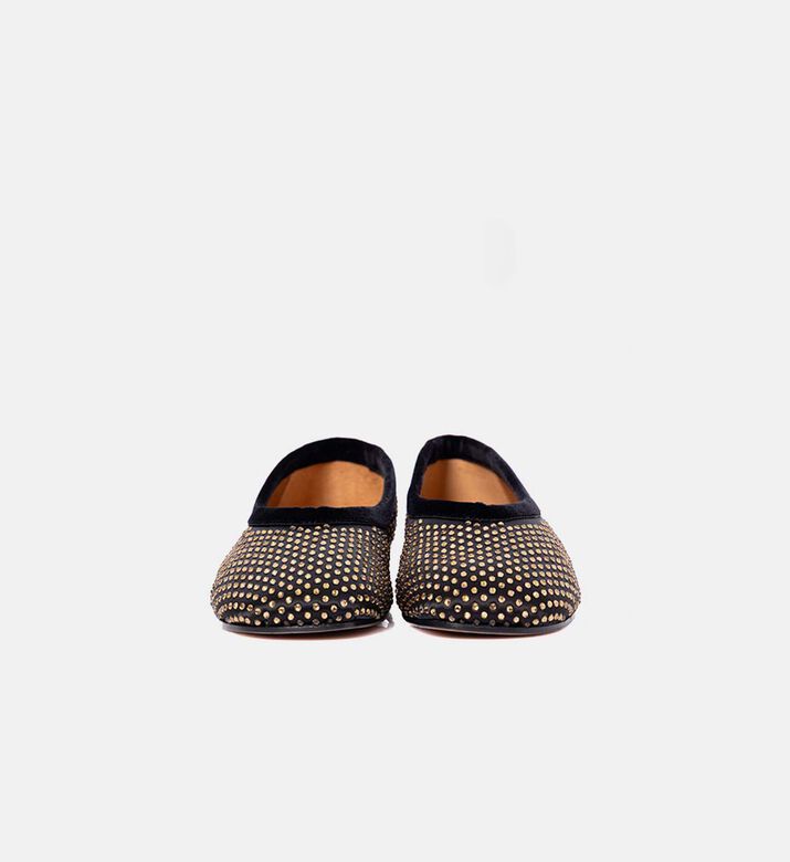 Satin Rhinestone Ballet Flats