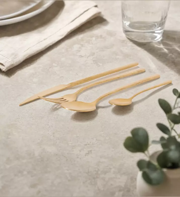 Cristema Tokyo Matte Gold Finish 24-piece Cutlery Set, Model View