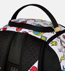 حقيبة ظهر فرو صناعي ورسومات غرافيتي