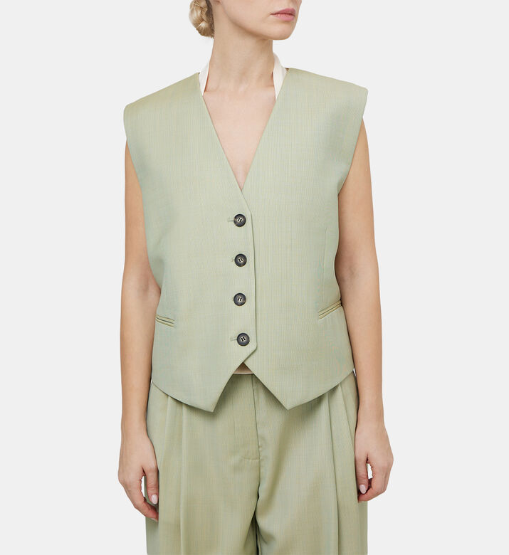 Jacquard Wool Oversized Vest