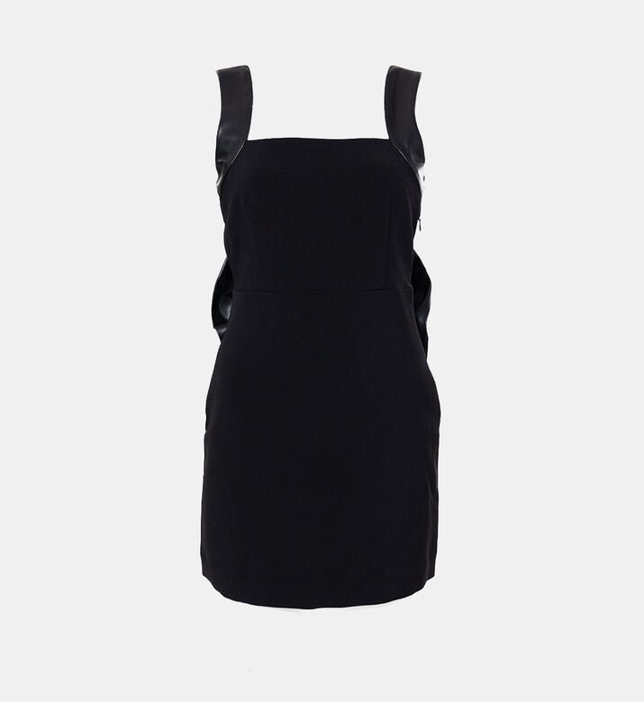 Leather Straps Fitted Mini Dress Leather Straps Fitted Mini Dress