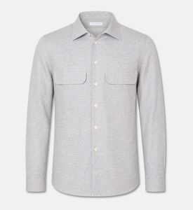 Tagliatore Linen-blend Long-sleeve Classic Shirt, Green, 45, Packshot View