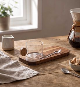 Estia Allure Glass Cup Tray Spoon, Model View