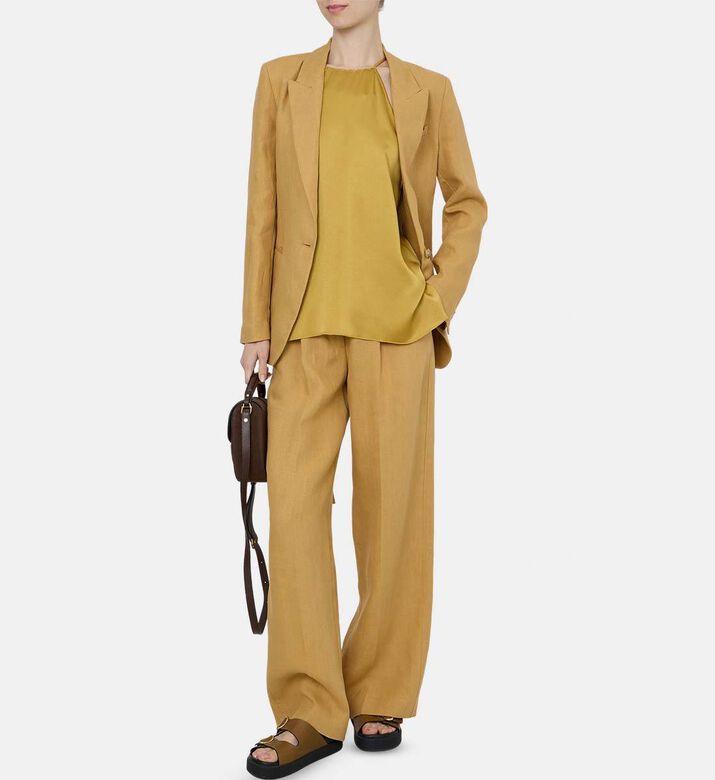 بنطال كتان قنب بطيات