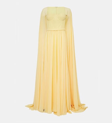 Chiffon Cape Sleeve Corset Dress