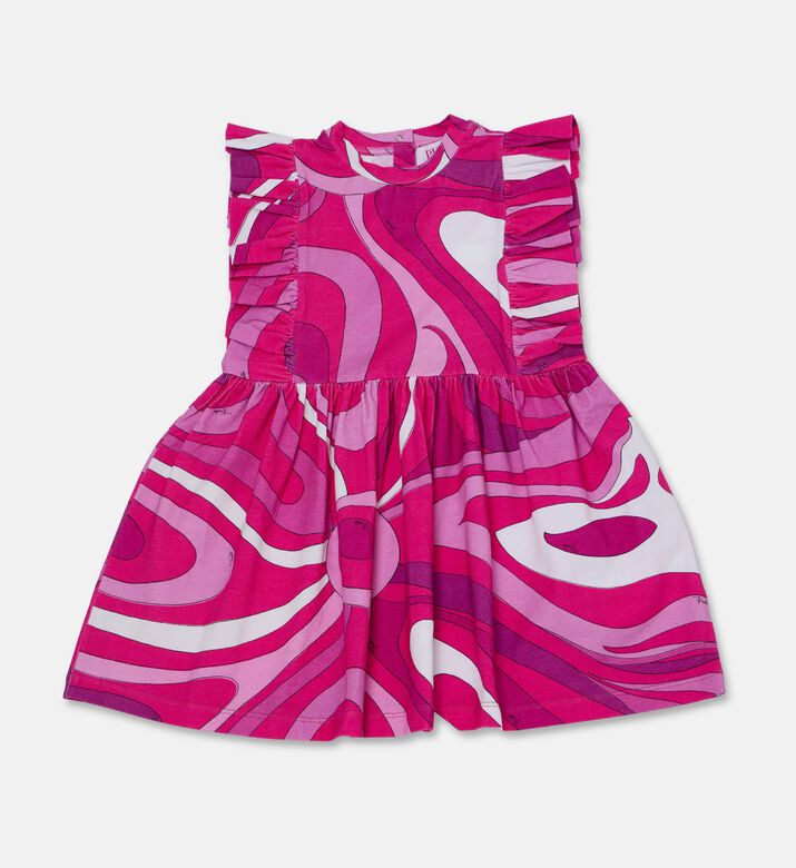 Emilio Pucci Abstract Swirl-print Shoulder Ruffles Dress, Packshot View