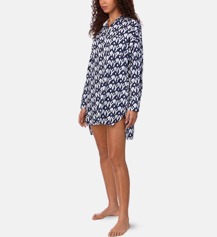 All-over Print Button-down Long-sleeve Sleepshirt