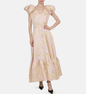 Flower-print V-neck Dress