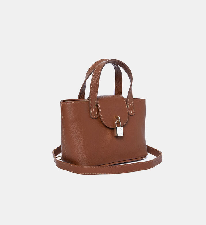 Leather Logo-lock Handbag