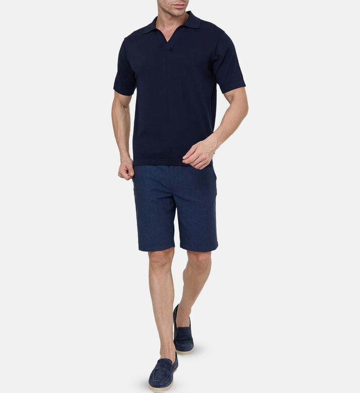 شورت بمزيج قطن وكتان بأربطة سحب