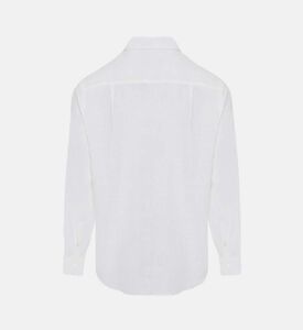 قميص من قماش البوبلين بحاشية منحنية من الكتان
