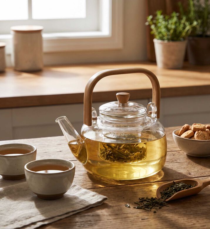 Andrea House Glass Bamboo Handle Teapot- 1 L, Packshot View