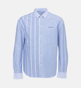 قميص بريتوي مخطط بتطريز لمسة فرنسية