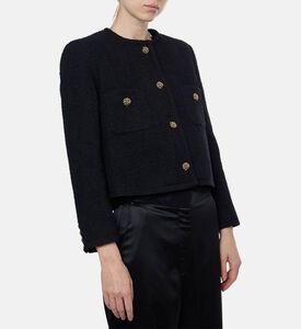 Ba and Sh Gold-tone Buttons Front Patch Pockets Cardigan, Model View