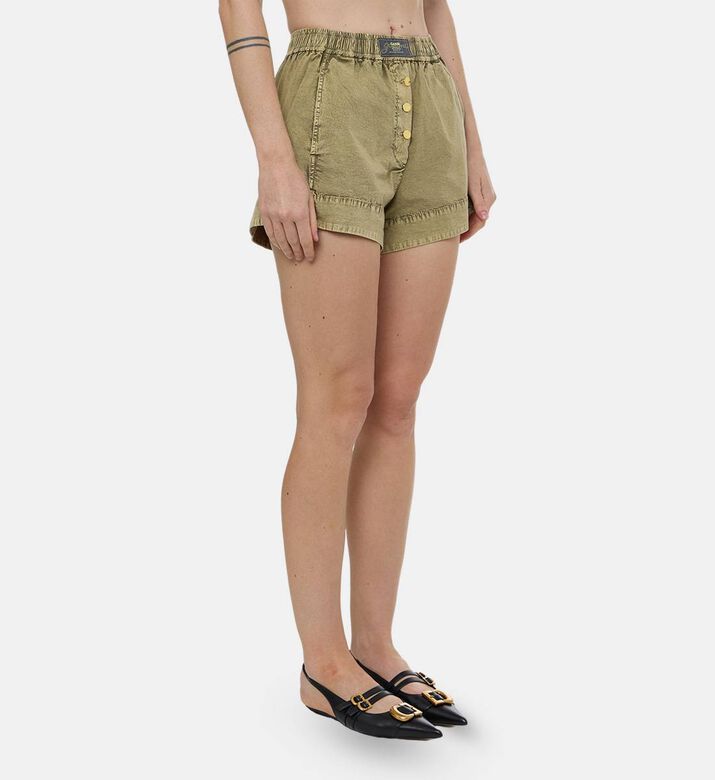 Ganni Cotton Elasticated Shorts, Model View Ganni Cotton Elasticated Shorts, Model View