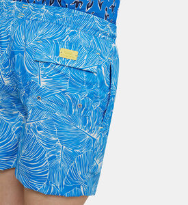 Iguana Leaf-print Swim Trunk
