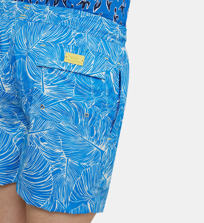 Iguana Leaf-print Swim Trunk