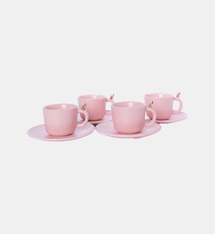 Home Deco and More Bird Coll 4-piece Tea Cup Saucer Set, Pink, Packshot View