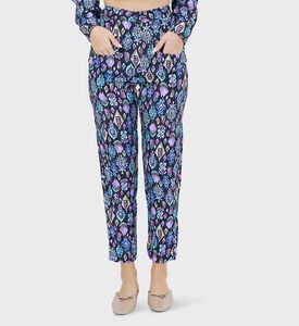 بنطال عالي الارتفاع بتفاصيل عرقية