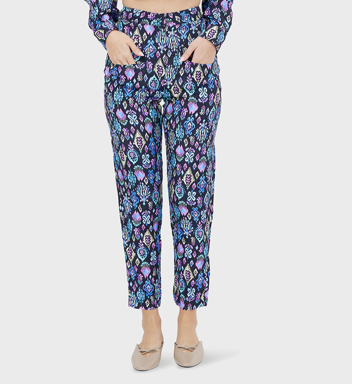 بنطال عالي الارتفاع بتفاصيل عرقية