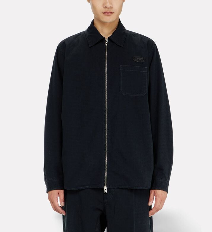 Diesel Zip-front Cotton Overshirt, Model View