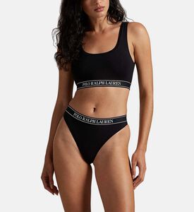 Polo by Ralph Lauren Logo-waistband Mid-rise Thong, Black, L, Model View