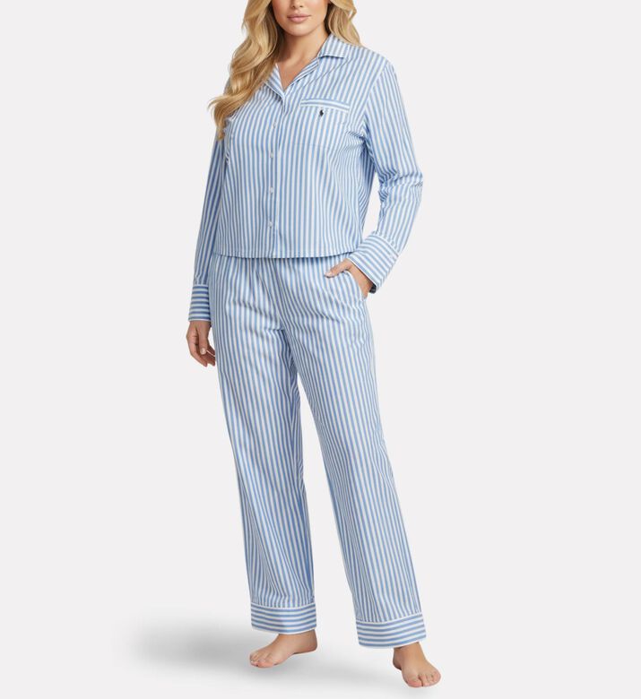 Polo by Ralph Lauren Logo Striped Long-sleeve Pajama Set, Model View