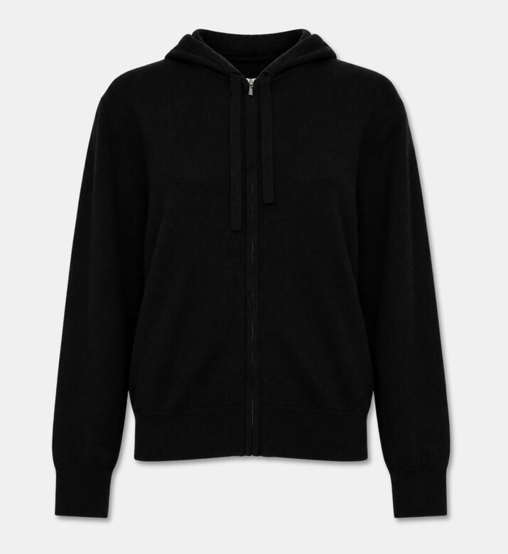 Galeries Lafayette Zip Fastening Hooded Sweatshirt, Black, Xl, Packshot View
