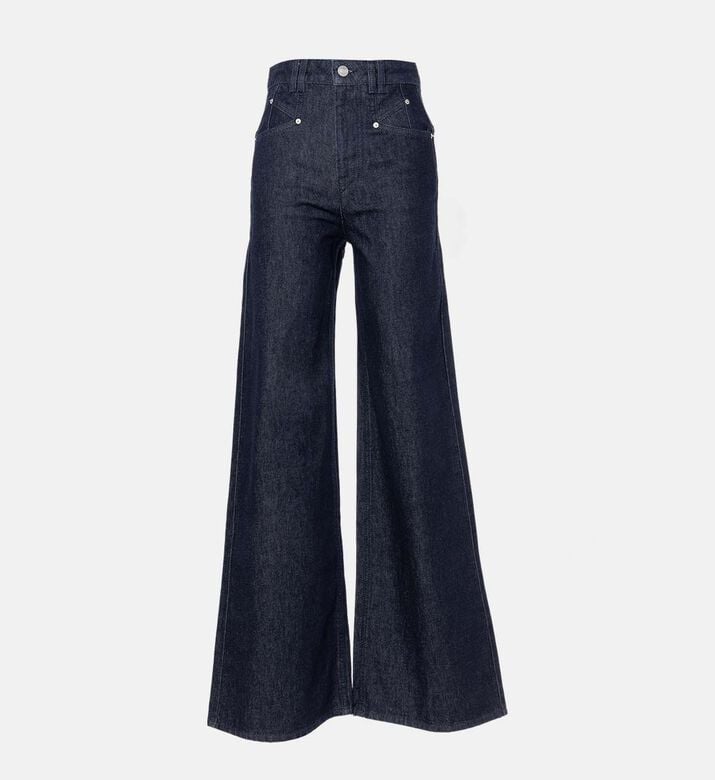 Wide-leg High-waist Denim Pants