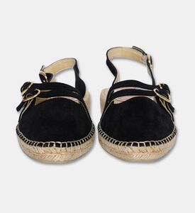 Salvi Espadrille Slingback Triple Buckle Straps Flats, Black, Eu-39, Packshot View