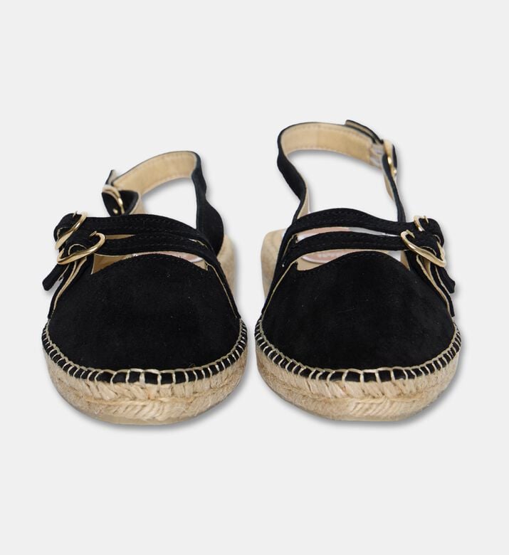 Salvi Espadrille Slingback Triple Buckle Straps Flats, Black, Eu-39, Packshot View