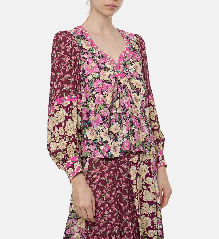 Ba and Sh All-over Floral-print V-neck Blouse, Model View