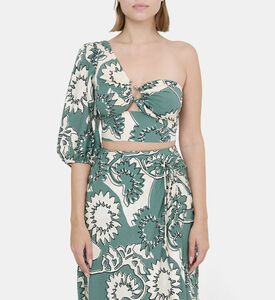 بلوزة بكتف واحد بطبعة أزهار