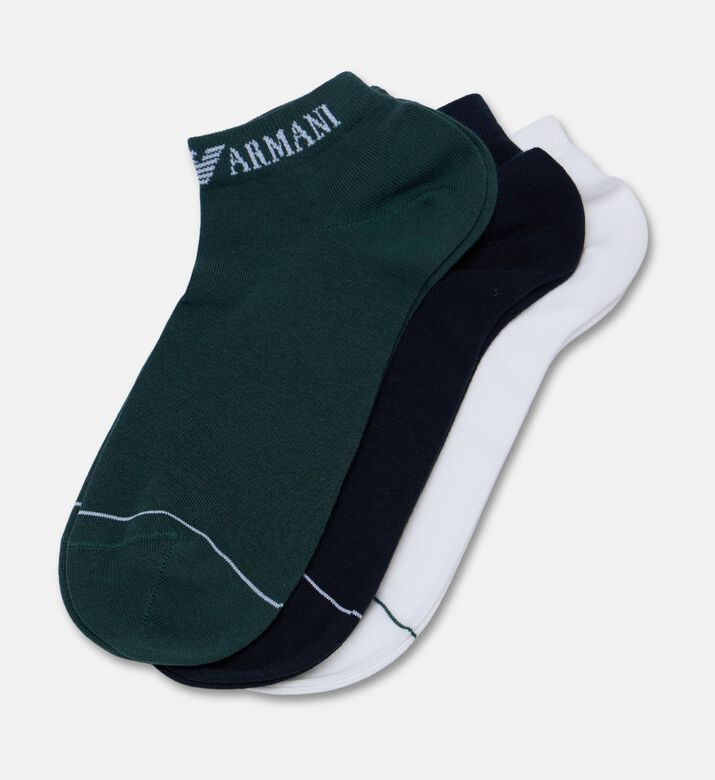 Emporio Armani Logo-embroidery Elastic Band Socks, Blue, 42-44, Packshot View