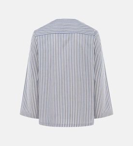 Long-sleeve Stripe Pattern V-neck Shirt