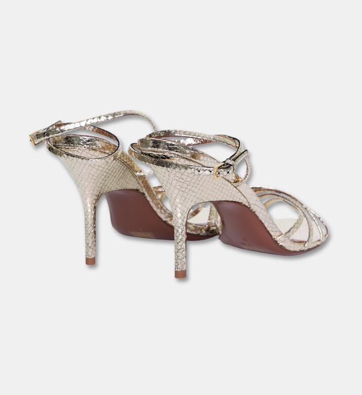 Lola Cruiz Raquelle Metallic Snake-effect Sandals, Light-grey, Eu-41, Packshot View