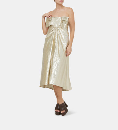 Cetelle Strapless Gold Lame Dress
