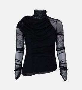 JW PEI Sheer High Neck Long-sleeve Top, Black, 06, Packshot View