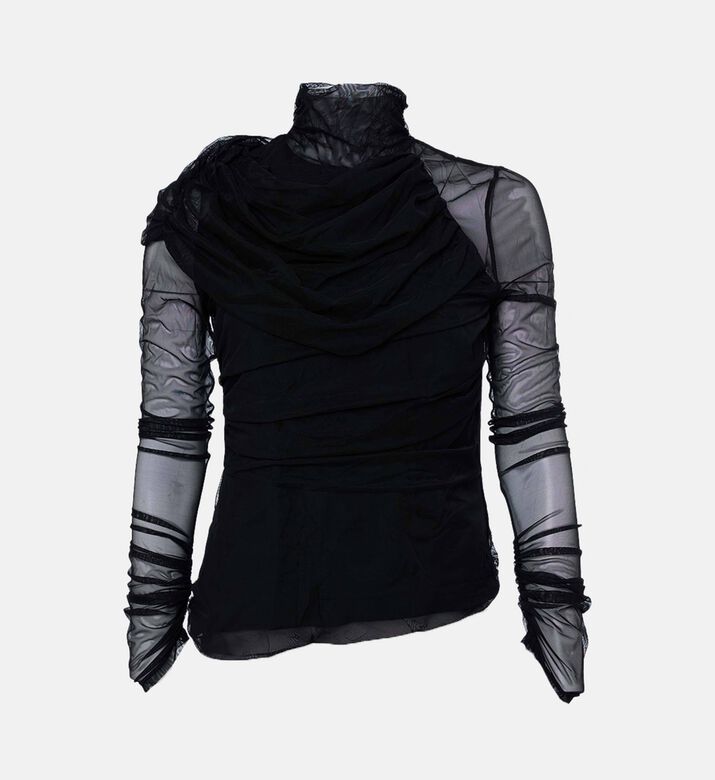 JW PEI Sheer High Neck Long-sleeve Top, Black, 06, Packshot View